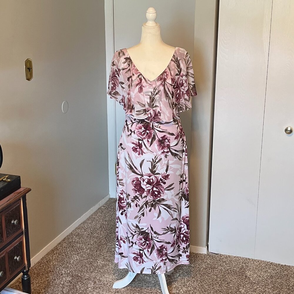 Blush Pink Floral Midi Dress - Connected Apparel